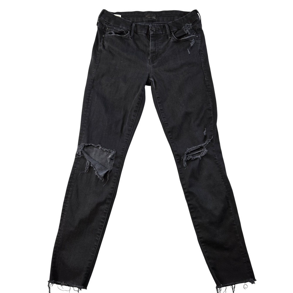 Mother Jeans Womens 28 Black‎ Looker Ankle Fray Distressed Slim Mid Rise 28x27